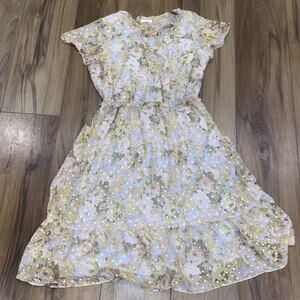Lauren Conrad Womens Xl Flirty Floral Metallic Dress Cottage Core